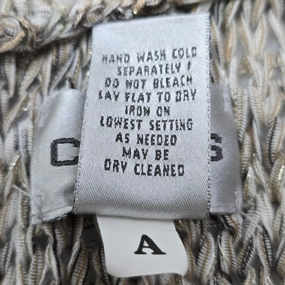 Chico's Crochet Open Front Shawl Frontal Feathery Sparkle Fringe Size 2 - Picture 6 of 9